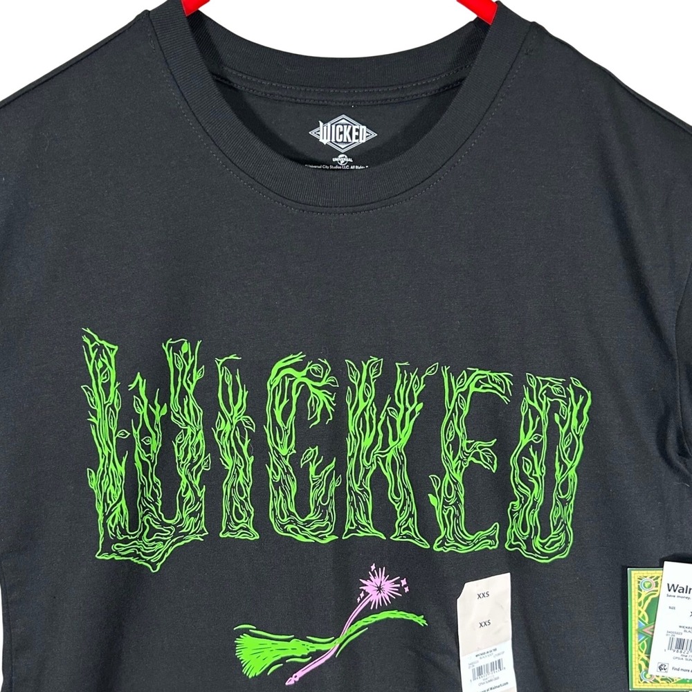 Wicked‎ Movie Graphic T-Shirt Mens XXS Black Soot Green Vine Logo NEW
